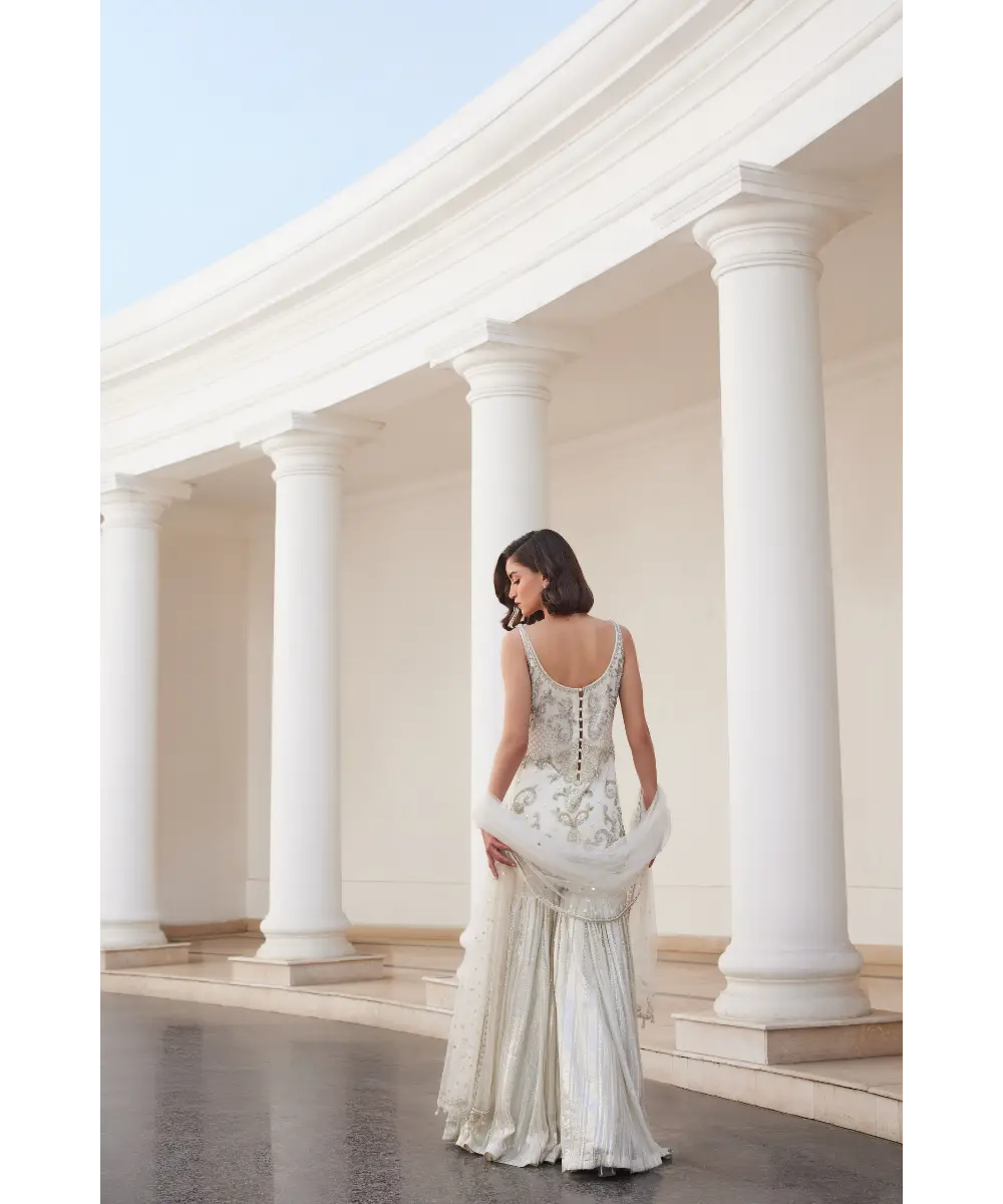 SANYA GULATI - Pearl White Kurta Sharara Set